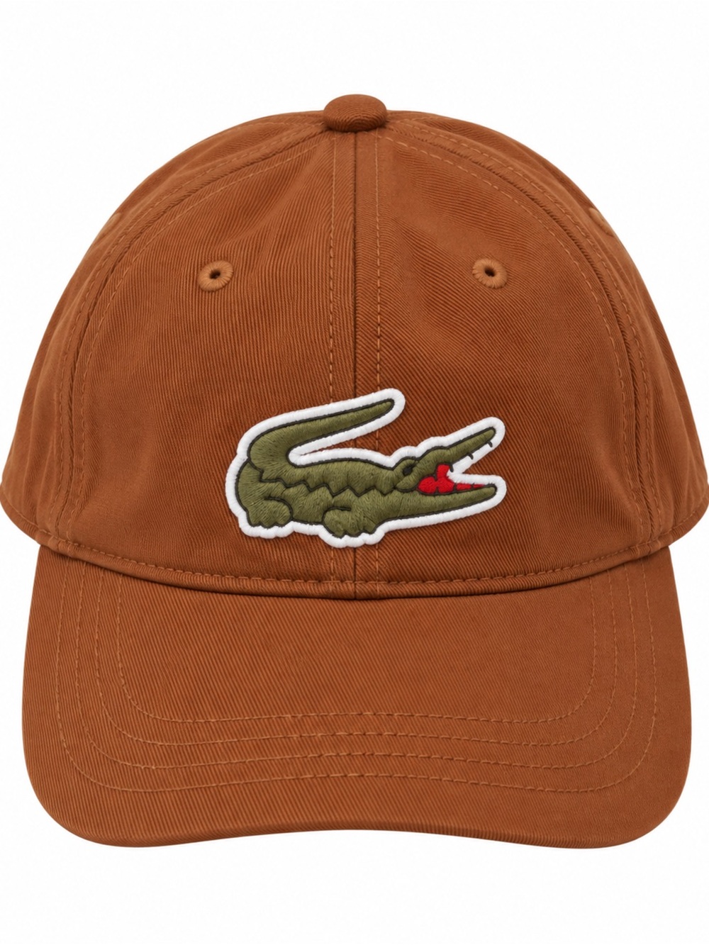Lacoste Kids Rust Brown Cap with Olive Crocodile Patch